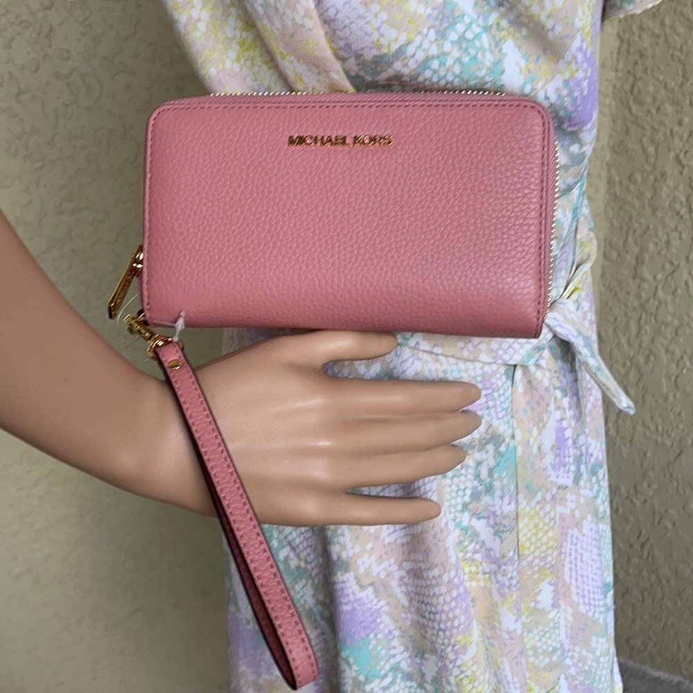 Michael Kors Jet Set Travel Lg Flat Multifunctional Phone Case-Wristlet-Wallet - Picture 5 of 16